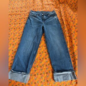 American Eagle Outfitters wide leg, cuffed Stovepipe Jeans